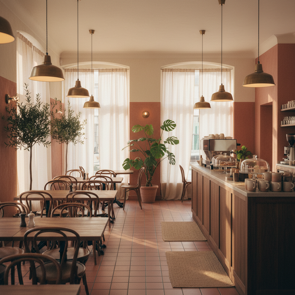 Café-Innenraum mit gemütlicher Atmosphäre