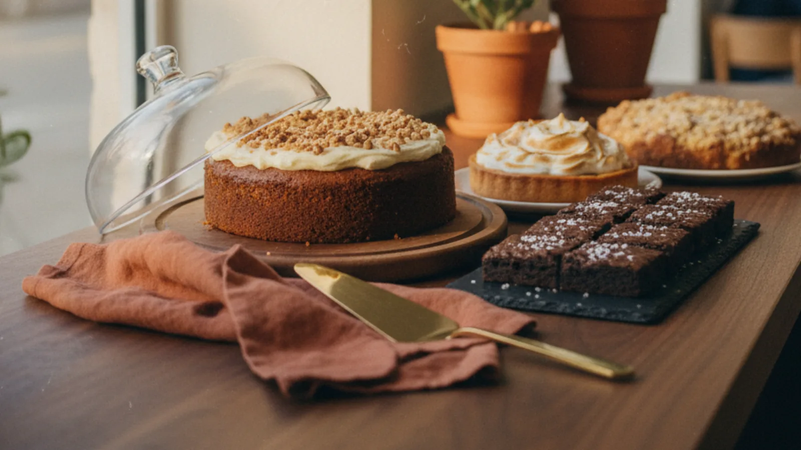 Angeschnittene Torte auf dem Blech